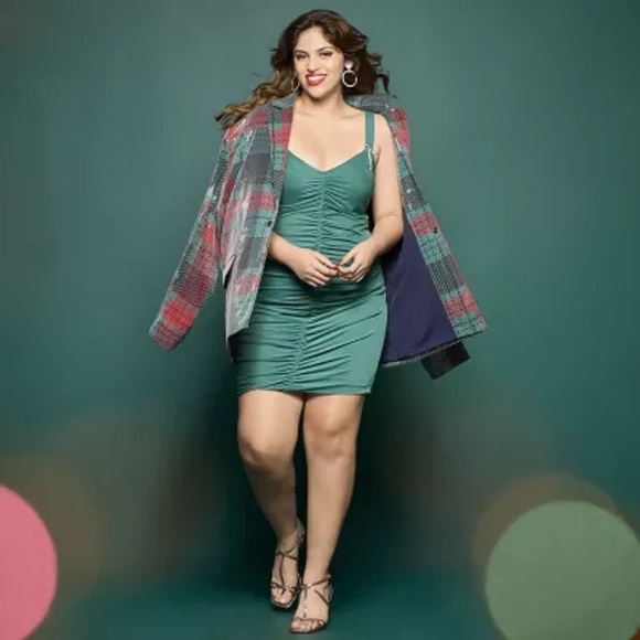 Green Ruched Dress By Johnny Wujek - Picture 1 of 5